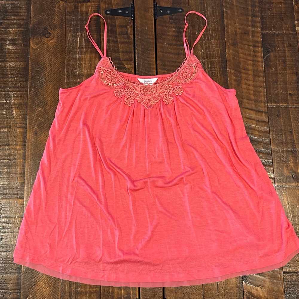 Candie’s Coral Embroidered Beaded Cami Top XL NWT
